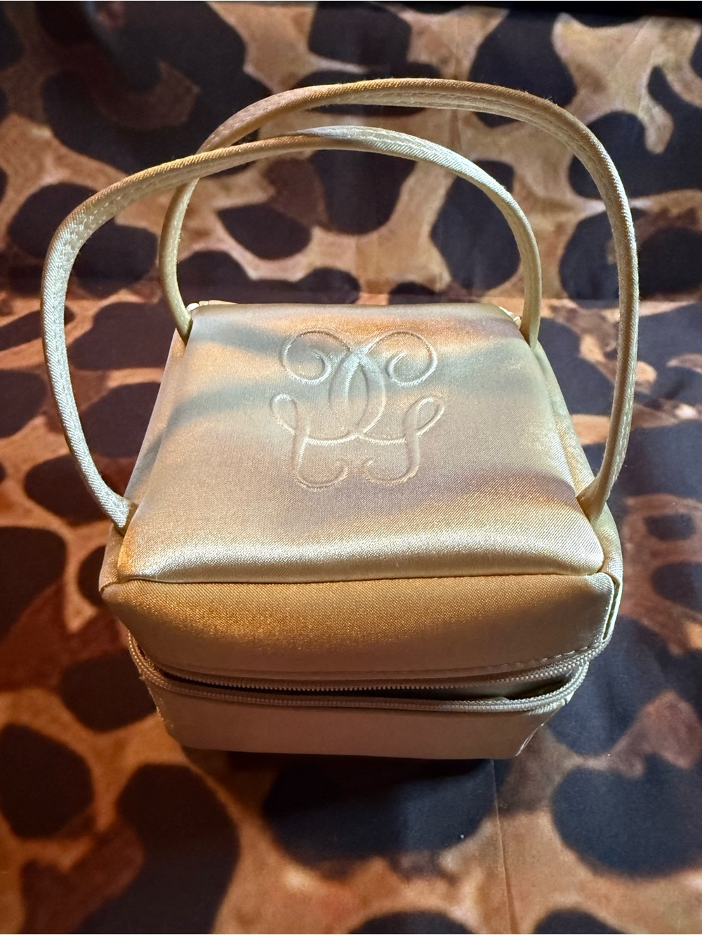 Guerlain Paris- Gold Satin Top-Handle Women's Bag. Cosmetic or Jewelry bag